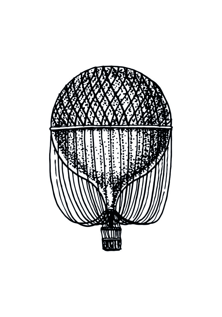 Ilustración vintage de globo aerostático