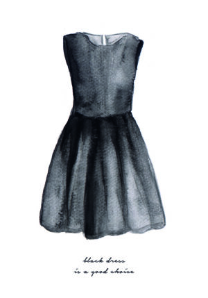 Ilustración elegante de vestido negro
