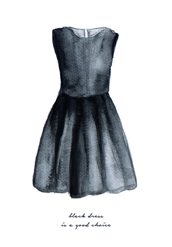 Ilustración elegante de vestido negro