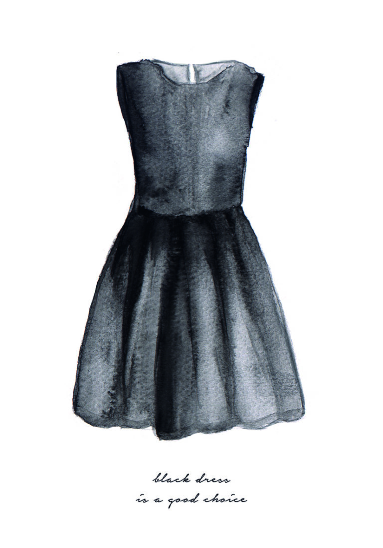 Ilustración elegante de vestido negro