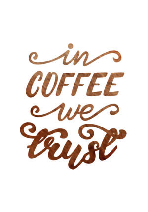 Arte con cita manuscrita sobre café