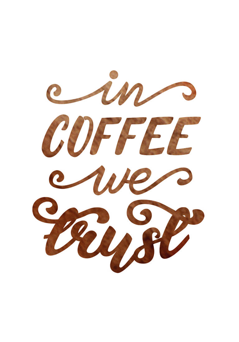 Arte con cita manuscrita sobre café