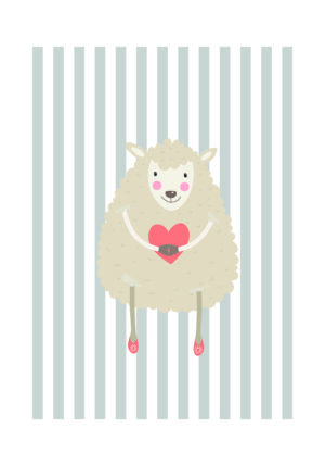 Ilustración tierna de oveja en estilo cartoon