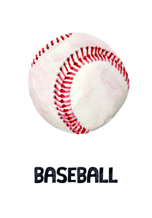 Ilustración en acuarela de una pelota de béisbol