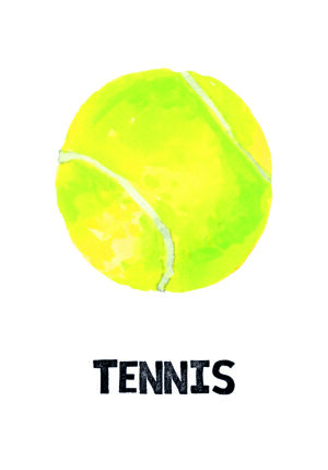 Pelota de tenis ilustrada en acuarela
