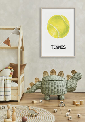Pelota de tenis ilustrada en acuarela