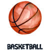 Ilustración en acuarela de una pelota de baloncesto