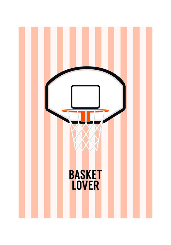 Ilustración minimalista de un aro de baloncesto
