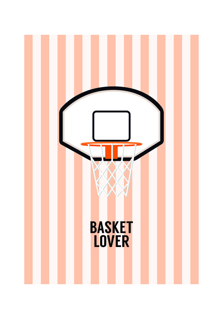 Ilustración minimalista de un aro de baloncesto