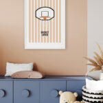 Ilustración minimalista de un aro de baloncesto