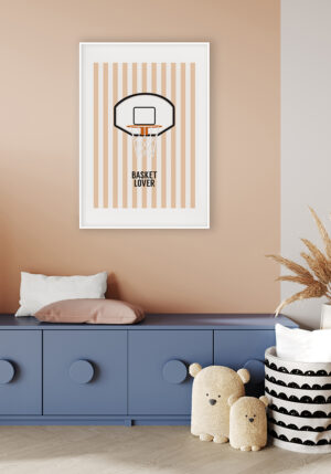 Ilustración minimalista de un aro de baloncesto