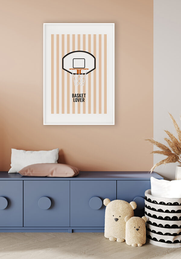 Ilustración minimalista de un aro de baloncesto