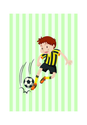 Ilustración de niño jugando al fútbol