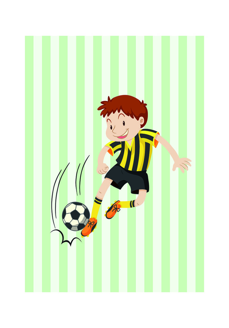 Ilustración de niño jugando al fútbol