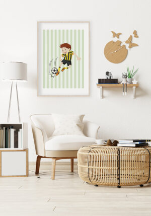 Ilustración de niño jugando al fútbol