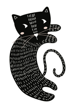 Ilustración moderna y minimalista de gato negro