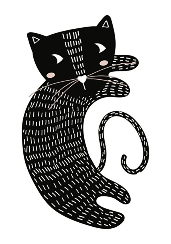 Ilustración moderna y minimalista de gato negro