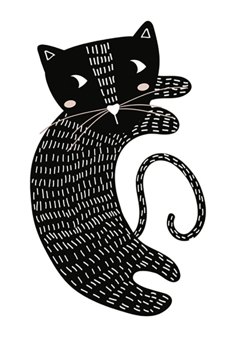 Ilustración moderna y minimalista de gato negro