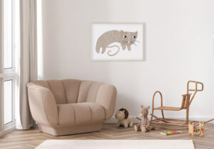 Ilustración estilizada y minimalista de un gato