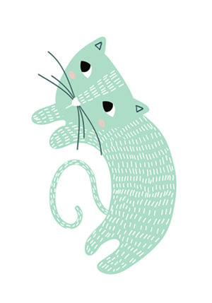 Ilustración minimalista de un gato adorable