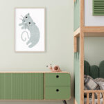 Ilustración minimalista de un gato adorable