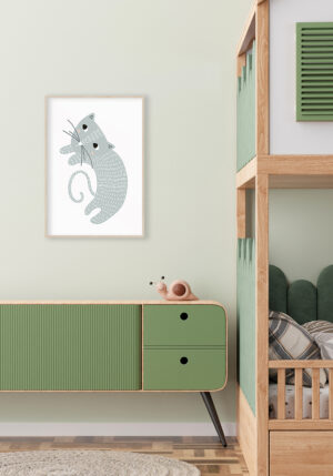 Ilustración minimalista de un gato adorable