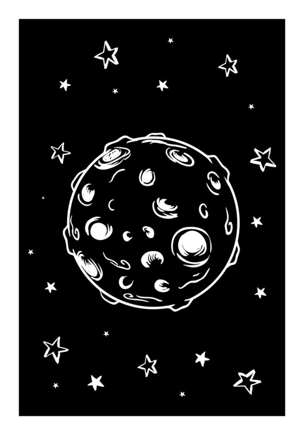 Ilustración de la luna y estrellas