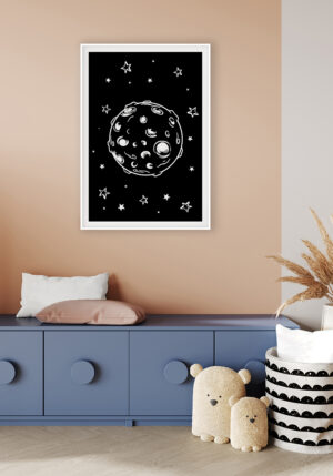Ilustración de la luna y estrellas