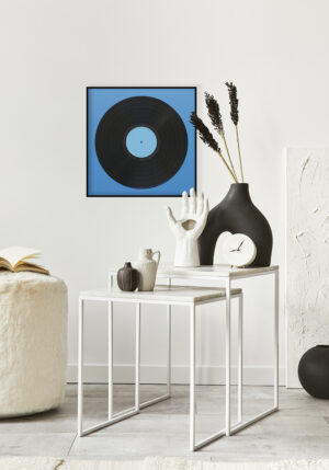 Vinilo vintage sobre fondo azul