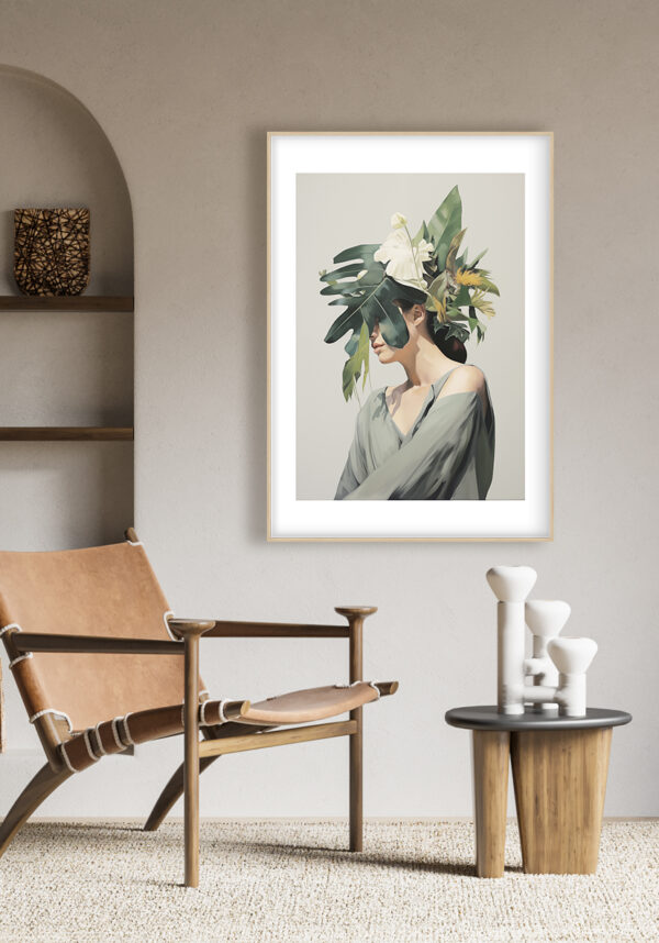 fusionando la forma humana con la belleza de la naturaleza. Ideal para interiores contemporáneos con un estilo eco-inspirador.