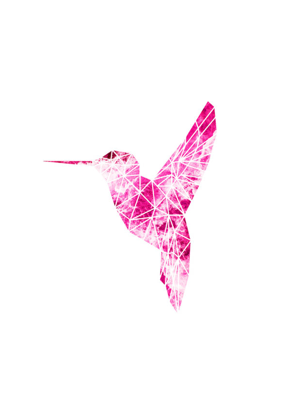 Ilustración geométrica de colibrí rojo