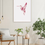 Ilustración geométrica de colibrí rojo