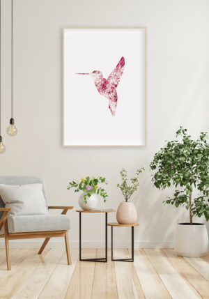 Ilustración geométrica de colibrí rojo