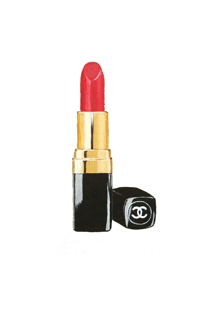 Ilustración elegante de barra de labios roja