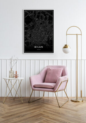 Mapa en blanco y negro de Milán