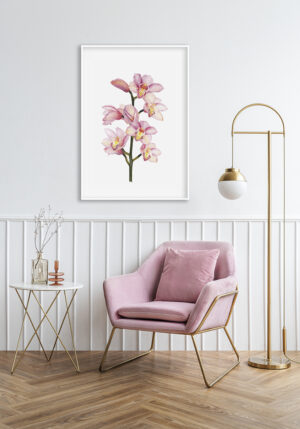 Orquídea rosa en acuarela elegante
