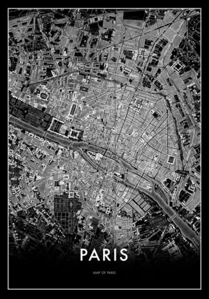 Mapa detallado de París en blanco y negro