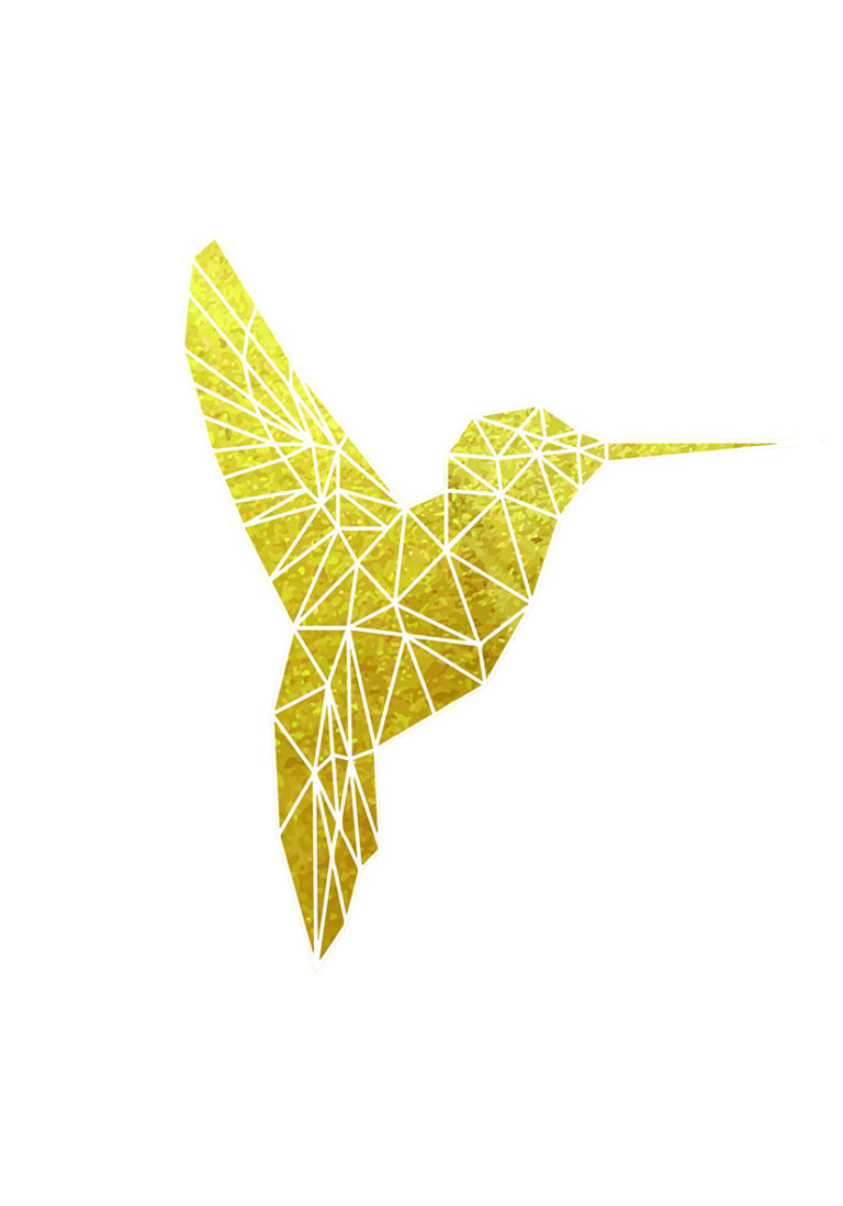 Hummingbird geométrico en tonos dorados