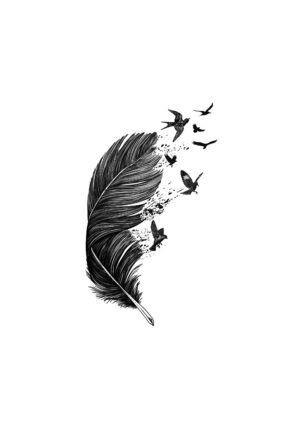 Pluma transformándose en aves en vuelo