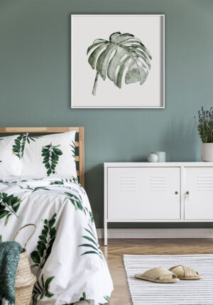 Ilustración de hoja de monstera en acuarela