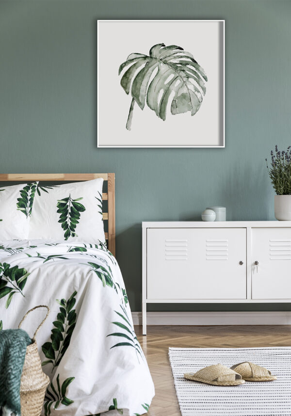 Ilustración de hoja de monstera en acuarela