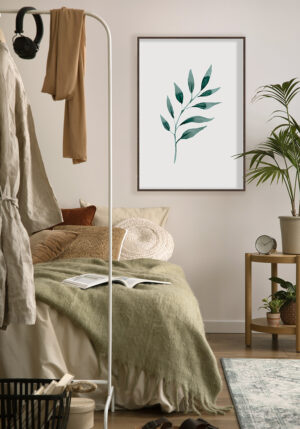 Hoja verde minimalista en acuarela