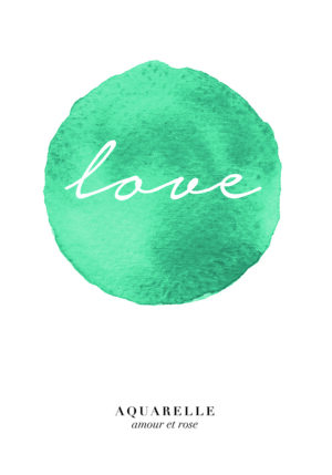 Arte minimalista de la palabra Love en acuarela