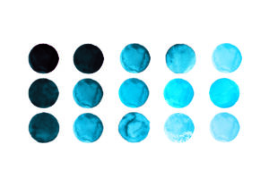 Diseño abstracto de círculos en azul y turquesa