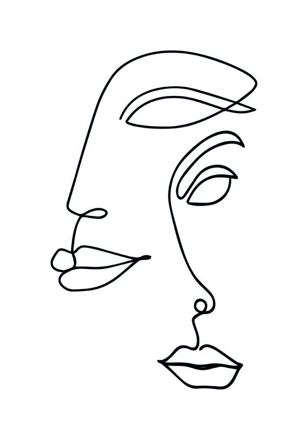 Dibujo abstracto de rostro con línea continua