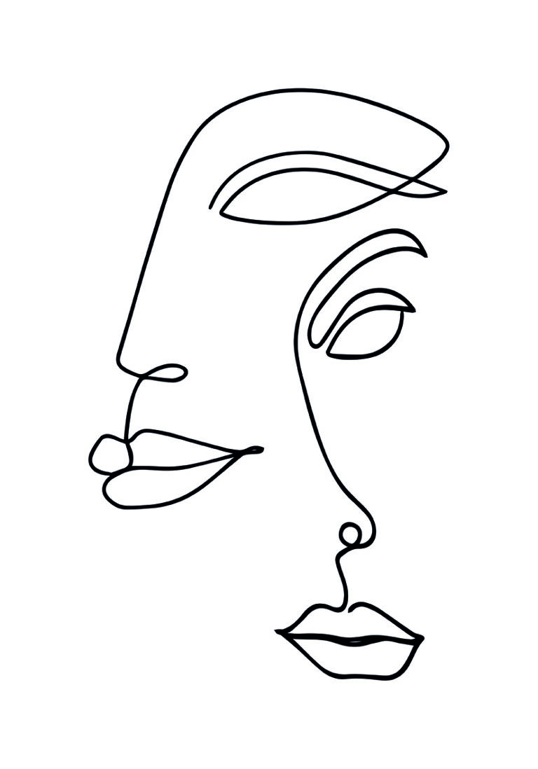 Dibujo abstracto de rostro con línea continua