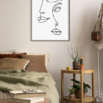 Dibujo abstracto de rostro con línea continua