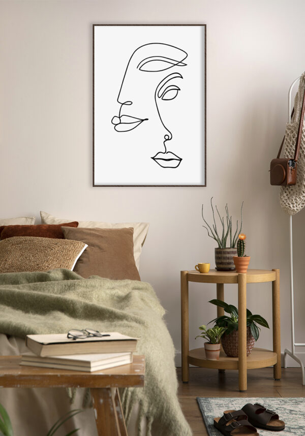 Dibujo abstracto de rostro con línea continua