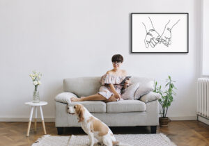 Ilustración minimalista de manos con arte lineal