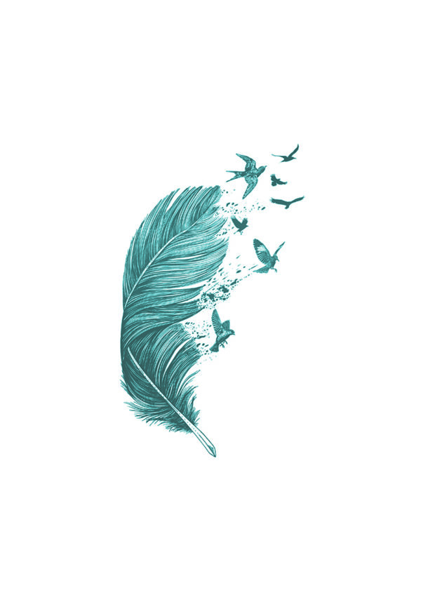 Arte abstracto de pluma y aves